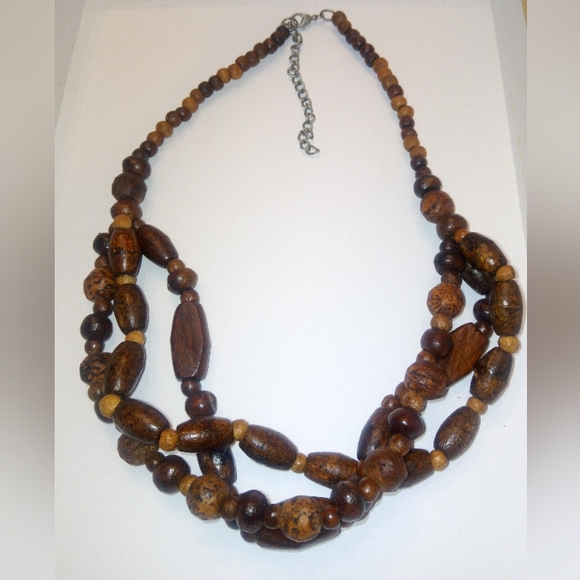 Wood Bead Multilayered Necklace - Picture 1 of 7